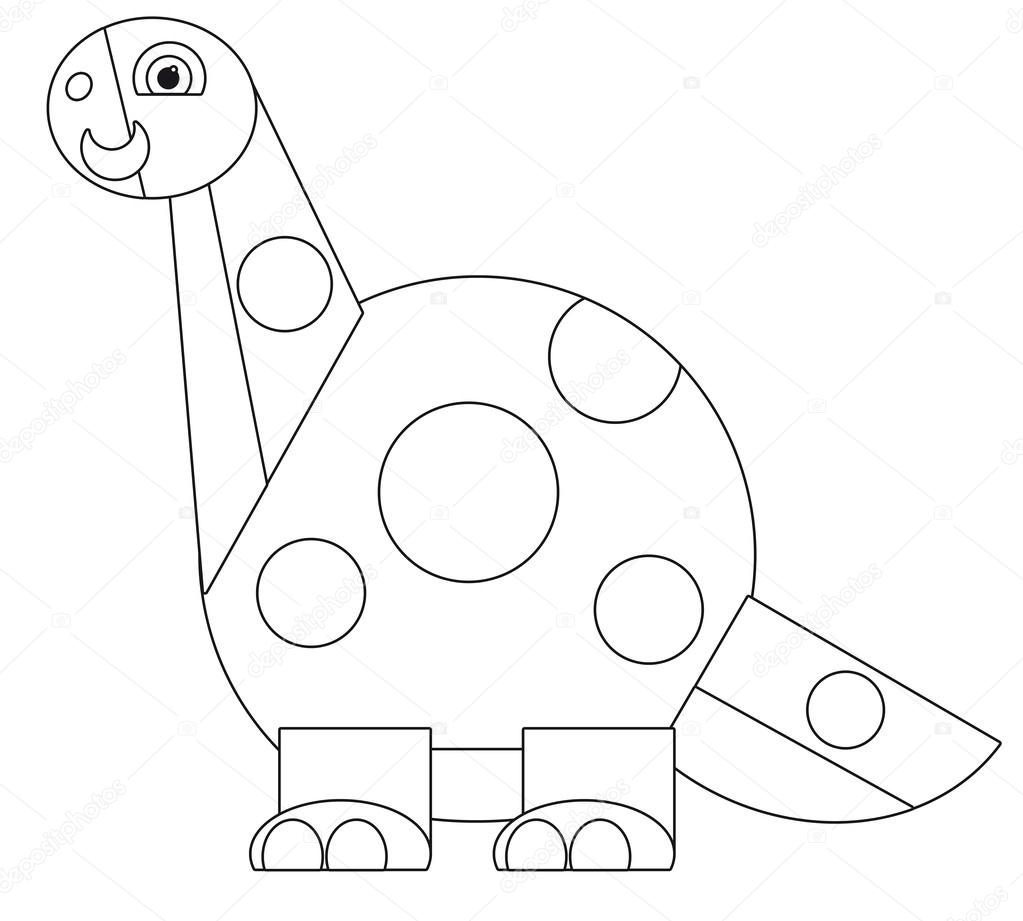 The cartoon dinosaur coloring page for the children