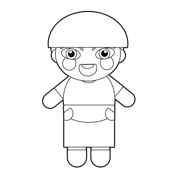 Chica de dibujos animados - niño - muñeca - página para colorear - ilustración para los niños —  Fotos de Stock