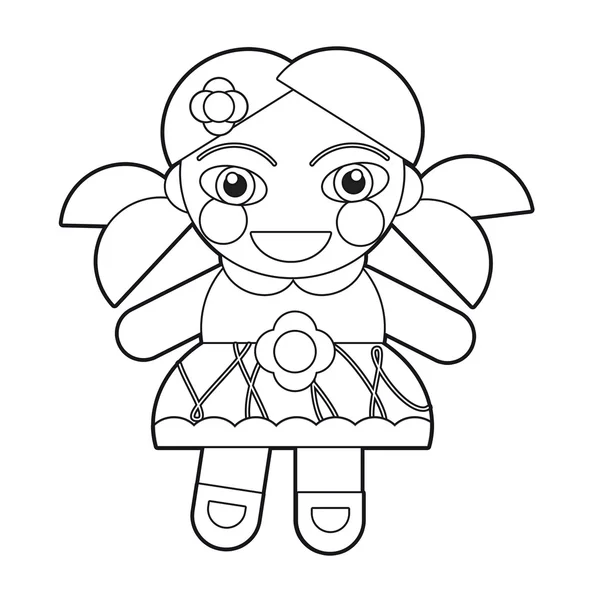 Мультяшна дівчинка - хлопчик - лялька - розмальовка сторінка - ілюстрація для дітей — стокове фото