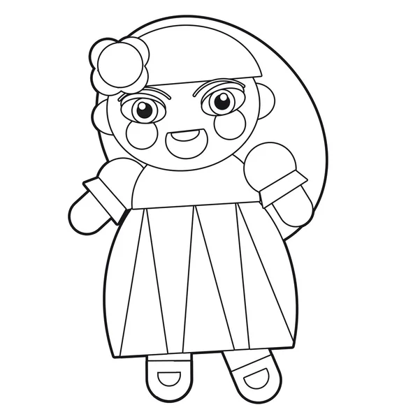 Chica de dibujos animados - niño - muñeca - página para colorear - ilustración para los niños —  Fotos de Stock