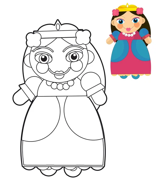 Chica de dibujos animados - niño - muñeca - página para colorear - ilustración para los niños — Foto de Stock