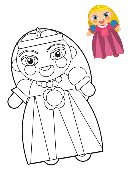 Menina dos desenhos animados - menino - boneca - página para colorir - ilustração para as crianças — Fotografia de Stock