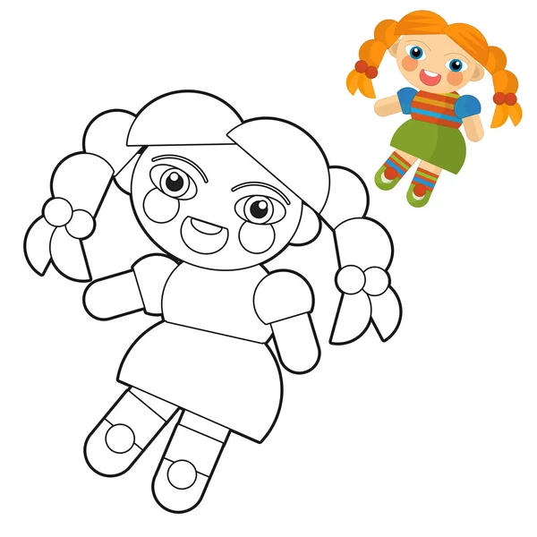 Cartoon dziewczyna - chłopiec - lalka - farbowanie - ilustracja dla dzieci — Zdjęcie stockowe