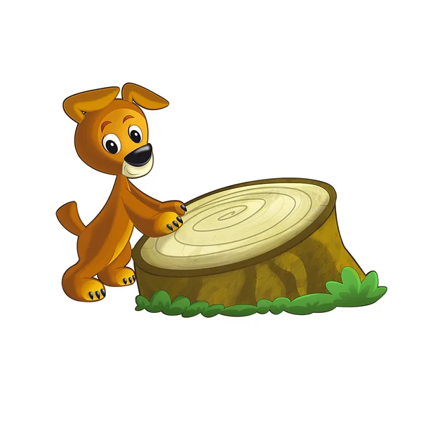 Illustration of a dog on a stump — Stock Photo, Image