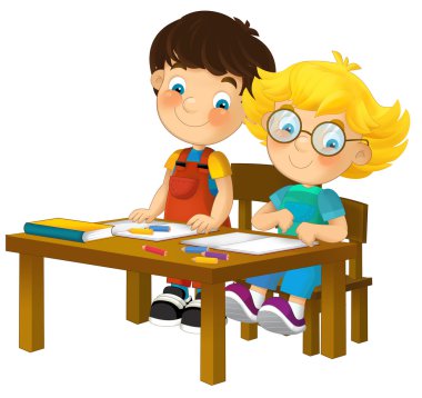 çizgi film çocuk oturuyor - öğrenme