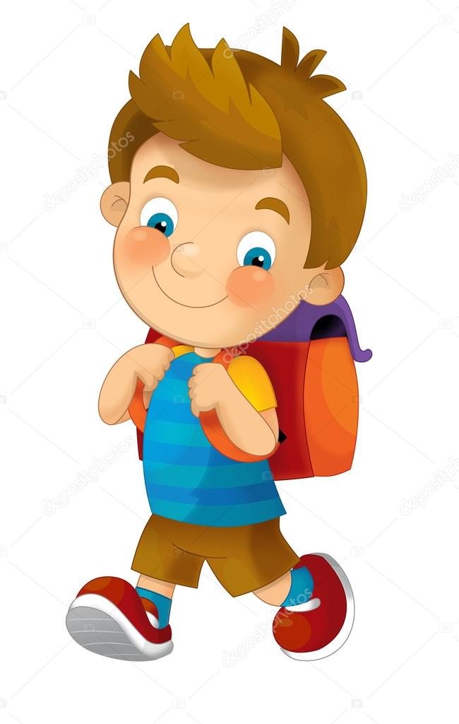 Cartoon child going to the school