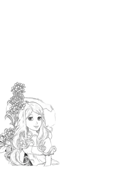 Thumbelina - the princesses - castles - knights and fairies - Beautiful Manga Girl — Stock Photo, Image