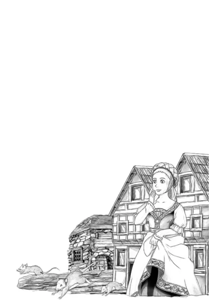 花衣魔笛手-哈梅林-王子或公主-元素-城堡-骑士和仙女 — 图库照片