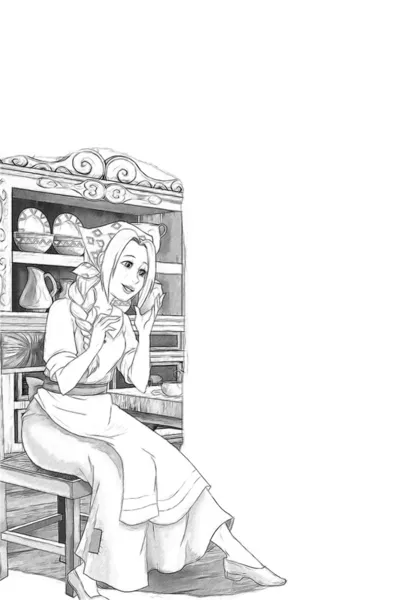 The princesses - Cinderella - elements - castles - knights and fairies - Beautiful Manga Girl — Stock Photo, Image