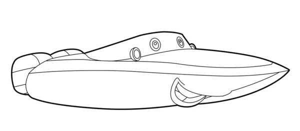 Šťastný karikatura motorový člun — Stock fotografie
