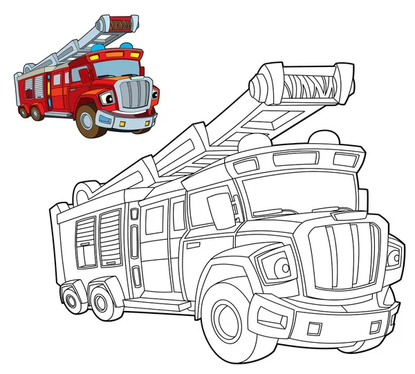 Fire truck- coloring page — Stock Photo, Image