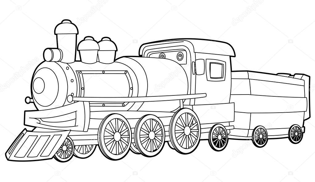 Old locomotive- coloring page