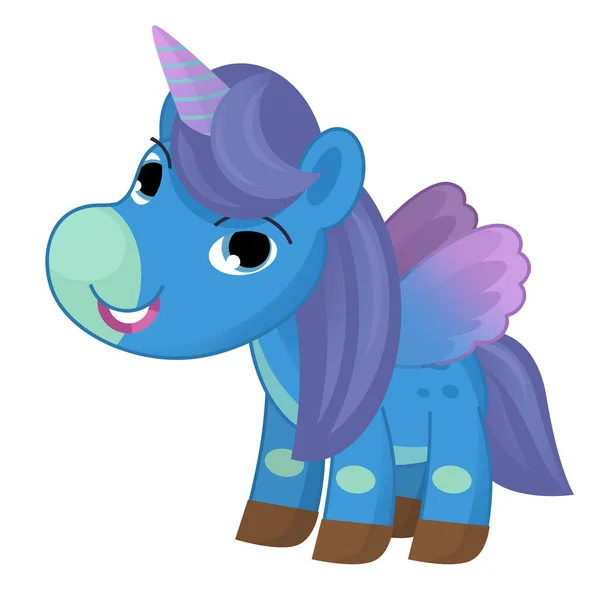 Escena Dibujos Animados Con Colorido Caballo Feliz Unicornio Pony Ilustración — Foto de Stock