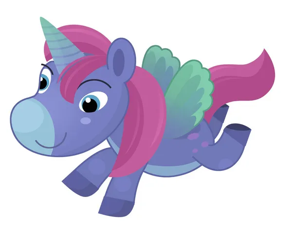 Escena Dibujos Animados Con Colorido Caballo Feliz Unicornio Pony Ilustración — Foto de Stock