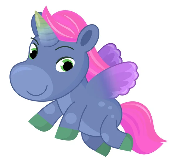 Escena Dibujos Animados Caballo Feliz Unicornio Pony Ilustración Para Niños —  Fotos de Stock