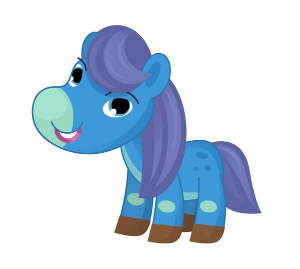 Cartoon Scene Gelukkig Paard Pony Illustratie Voor Kinderen — Stockfoto