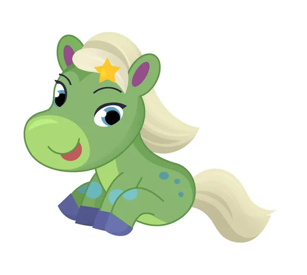 Escena Dibujos Animados Caballo Feliz Pony Ilustración Para Niños — Foto de Stock