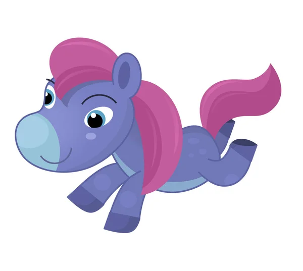 Cartoon Scene Gelukkig Paard Pony Illustratie Voor Kinderen — Stockfoto