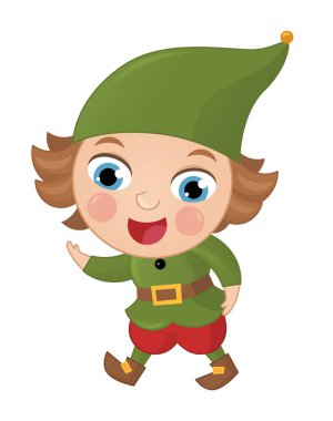 çocuklar için beyaz arkaplanlı renkli cüce resimli karikatür sahnesi