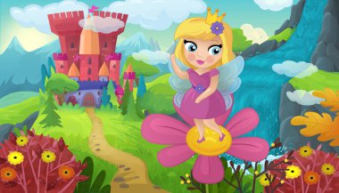 Doğa Ormanı Prensesi ve Çocuklar için Kale Çizimleri