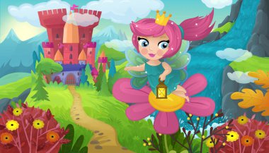 Doğa Ormanı Prensesi ve Çocuklar için Kale Çizimleri