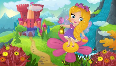 Doğa Ormanı Prensesi ve Çocuklar için Kale Çizimleri