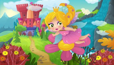 Doğa Ormanı Prensesi ve Çocuklar için Kale Çizimleri