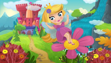 Doğa Ormanı Prensesi ve Çocuklar için Kale Çizimleri