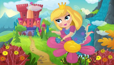 Doğa Ormanı Prensesi ve Çocuklar için Kale Çizimleri