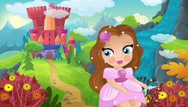 Doğa Ormanı Prensesi ve Çocuklar için Kale Çizimleri