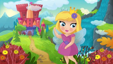 Doğa Ormanı Prensesi ve Çocuklar için Kale Çizimleri