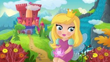 Doğa Ormanı Prensesi ve Çocuklar için Kale Çizimleri