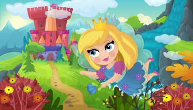 Doğa Ormanı Prensesi ve Çocuklar için Kale Çizimleri