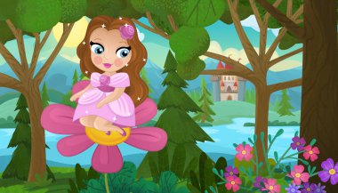 Doğa Ormanı Prensesi ve Çocuklar için Kale Çizimleri