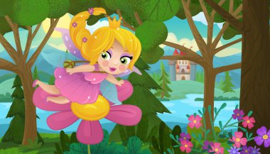 Doğa Ormanı Prensesi ve Çocuklar için Kale Çizimleri