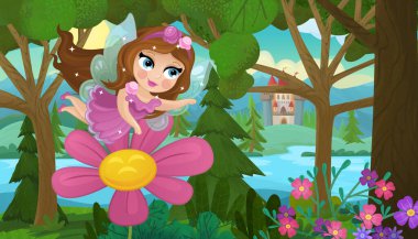 Doğa Ormanı Prensesi ve Çocuklar için Kale Çizimleri