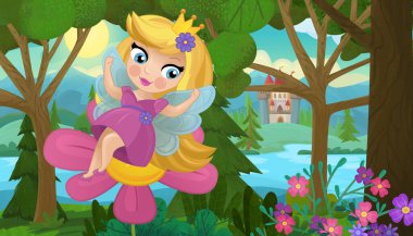 Doğa Ormanı Prensesi ve Çocuklar için Kale Çizimleri