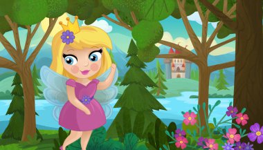 Doğa Ormanı Prensesi ve Çocuklar için Kale Çizimleri