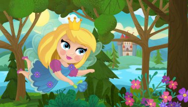 Doğa Ormanı Prensesi ve Çocuklar için Kale Çizimleri