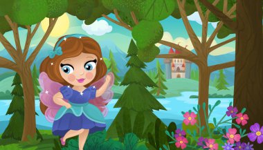 Doğa Ormanı Prensesi ve Çocuklar için Kale Çizimleri