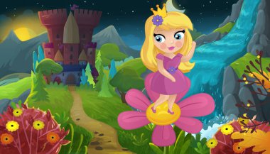 Doğa Ormanı Prensesi ve Çocuklar için Kale Çizimleri