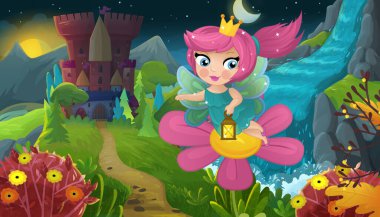 Doğa Ormanı Prensesi ve Çocuklar için Kale Çizimleri