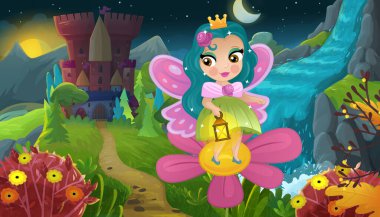 Doğa Ormanı Prensesi ve Çocuklar için Kale Çizimleri