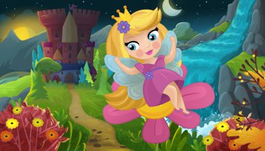 Doğa Ormanı Prensesi ve Çocuklar için Kale Çizimleri