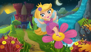 Doğa Ormanı Prensesi ve Çocuklar için Kale Çizimleri