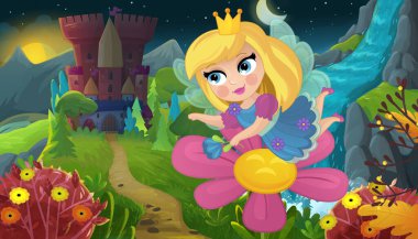 Doğa Ormanı Prensesi ve Çocuklar için Kale Çizimleri