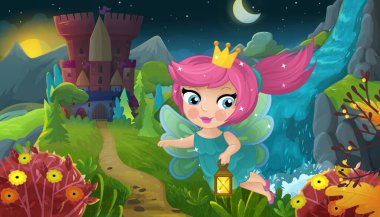 Doğa Ormanı Prensesi ve Çocuklar için Kale Çizimleri