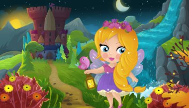 Doğa Ormanı Prensesi ve Çocuklar için Kale Çizimleri