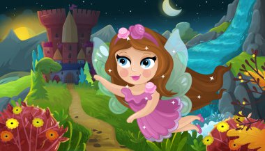 Doğa Ormanı Prensesi ve Çocuklar için Kale Çizimleri