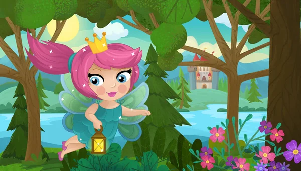 Doğa Ormanı Prensesi ve Çocuklar için Kale Çizimleri